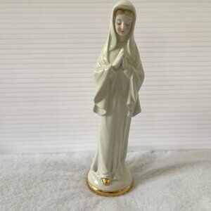 Vintage Fine A Quality Japan Virgin Mary Single Bud Vase Ceramic Gold Trim 7"